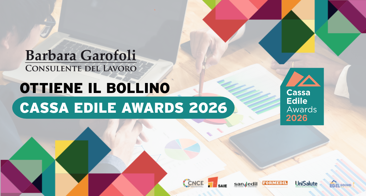 Studio Garofoli riceve il Bollino Cassa Edile Award 2026